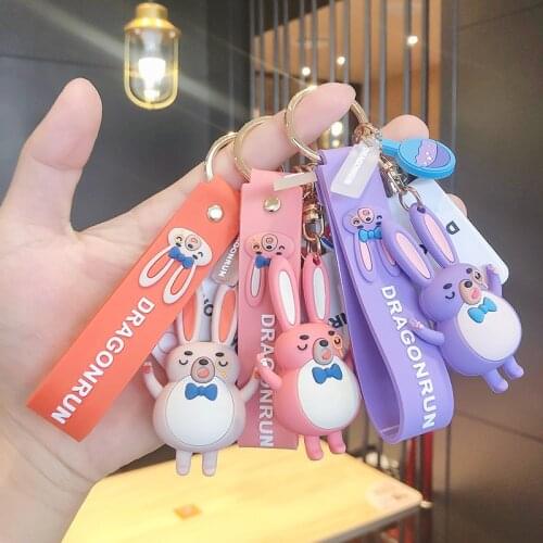 Creative Cute Epoxy Dream Rabbit Keychain Caertoon Bunny Animal Keyring for Women Men Backpack Keyfob Kids Bag Toys Key Chains