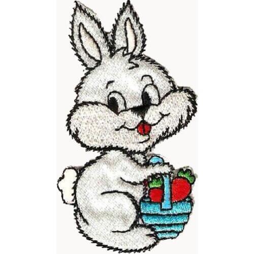 Embroidery Rabbit Patches Made by Twill with Heat Cut Border and Iron On Backing Accept Custom MOQ50pcs free shipping