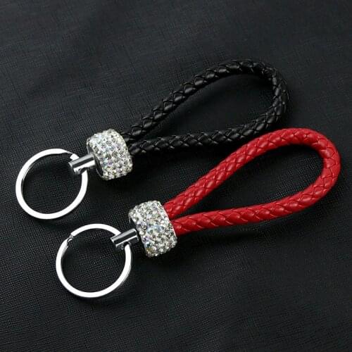 New Unisex Braided Leather Rope Handmade Waven Keychain Leather Key Chain Ring Holder for Car Keyrings Men Women KeyChains
