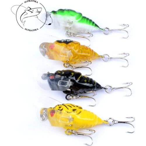 4Pcs/Lot 4cm/6.4g Insects Fishing Lure Bass Cicada Iscas Crankbait Artificiais Sea Fishing Bait For Fishing Tackle