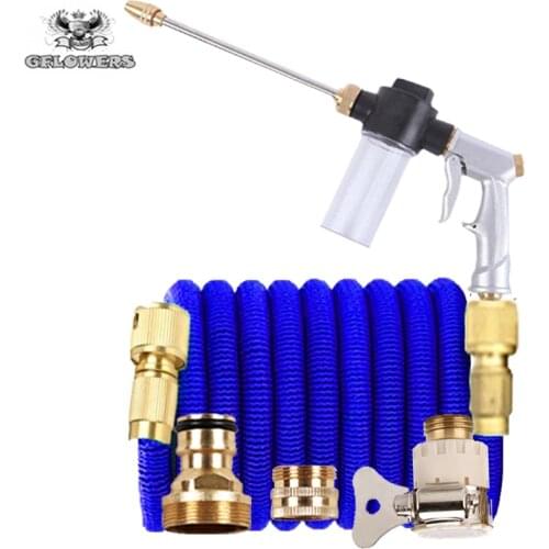 Professional water gun 25ft-100ft expandable garden hose magic rubber flexible high pressure hose car wash hose outdoor garden s