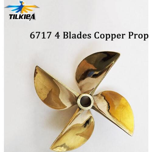 Rc Propeller 4 blades Copper Diameter 67mm For 6.35mm 1/4" Prop Shaft Boat