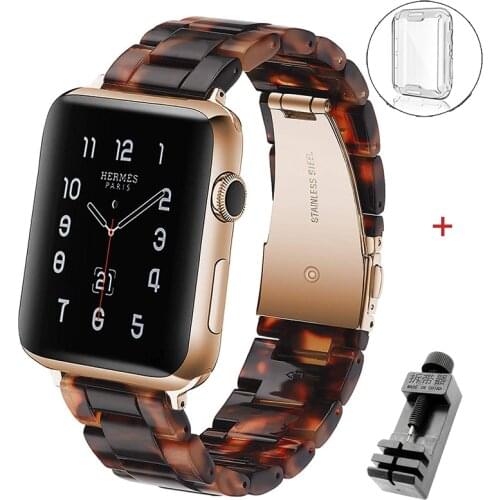 Resin strap for apple watch band 6 5 44mm 42mm 38mm correa transparent bracelet for iwatch 6 series 6 se 5 4 3/2 watchband 40mm