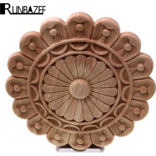 RUNBAZEF Sculpture Circle Retro Style Art Wall Decorative Wood Applique Vintage Home Decor Decoration Accessories Miniaturas