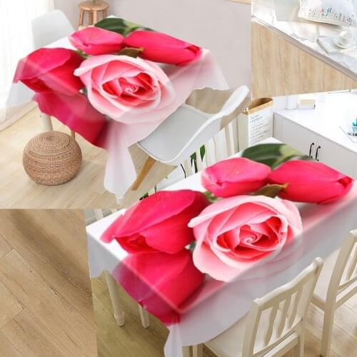 New Rose Flower Tablecloth 3D Oxford Fabric Square/Rectangular Dust-proof Table Cover For Party Home Decor TV Covers