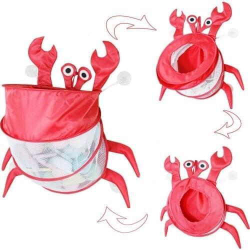 New Creative Crab Folding Bathtub Toy Holder Baby Toy Mesh Bag Bath Bathtub Doll Organizer Suction Bathroom Bath Toy Net