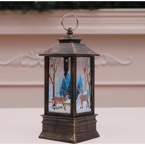 Christmas Santa Claus/snowman/deer Castle Lamp Light Hanging Lantern Ornament 2