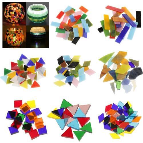 70x Mixed Color Glass Mosaic Tiles Rectangular Artwork Supply Home Decor Puzzle Mosaic Tiles Home Decoration Crafts Supplies