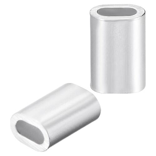 Uxcell 20Pcs M1.5 Aluminum Oval Sleeve 1.7mm(1/16 Inches) Steel Wire Rope Crimping Sleeves Clips Cable Ferrules Wire Rope
