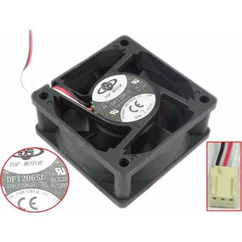 TOP MOTOR DF1206SL DC 12V 0.20A 60x60x20mm 3-wire Server Square Fan