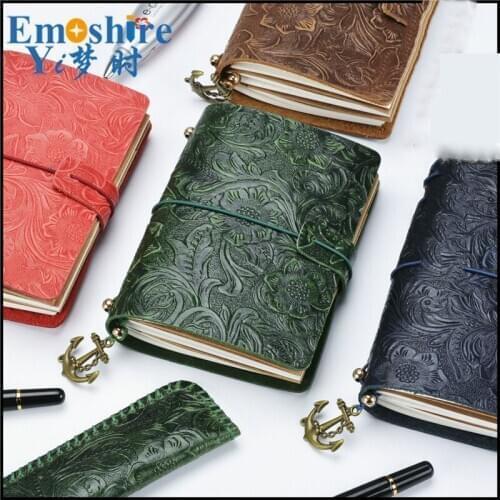High Quality Leather Notebook Retro Carved Leather Notebook Creative Hand Note Book Manual Loose-leaf Journal Memo Pad N148