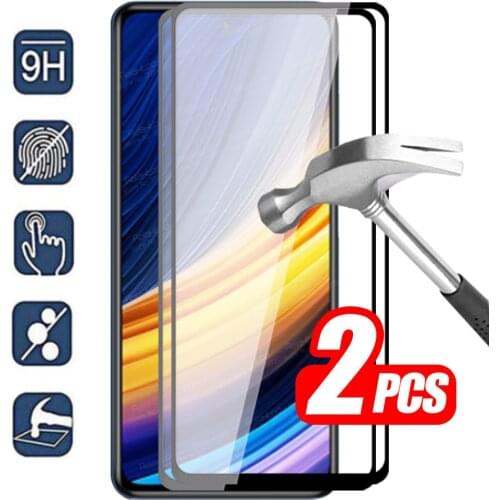 2pcs Full Cover Tempered Glass For Xiaomi Poco X3 Pro Pocophone F3 M3 PocoX3 NFC PocoF3 PocoM3 Screen Protector Protective Film
