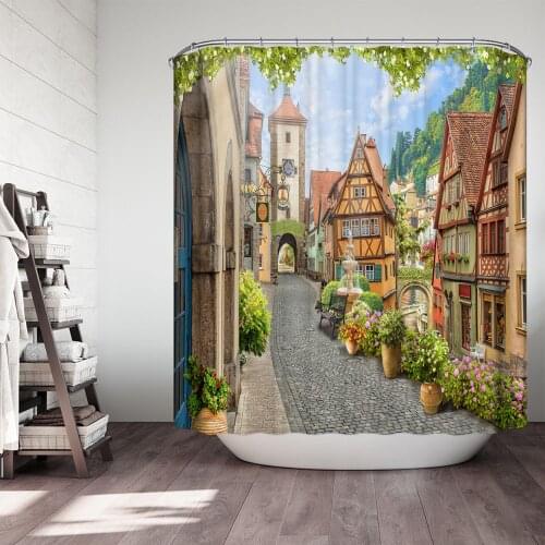 Shower Curtains Vintage bathroom set Home Decor 3D Print Curtians In The Bathroom Frabic Waterproof Polyester Bath Curtain