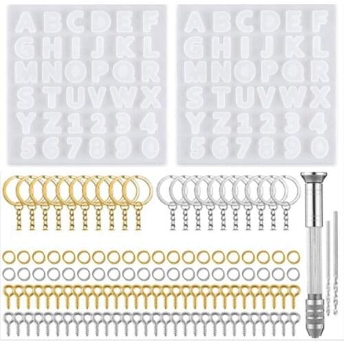 1 Set Crystal Epoxy Resin Mold Alphabet Letter Number Keychain Pendant Casting Silicone Mould DIY Crafts Jewelry Making Tools