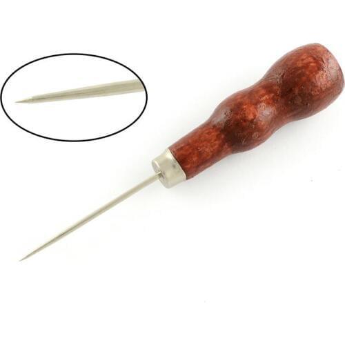 1 PC Stainless Steel Bead Awls Reamers with Wood Cover, Coconut Brown, 125x20mm, Pin: 1~1.9mm