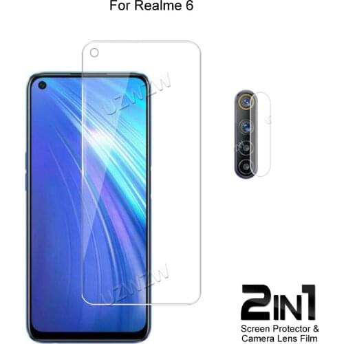 2 in 1 For Realme 6 Camera Lens Film & Screen Protector Guard Protective HD Tempered Glass Explosion Proof Anti-Shock