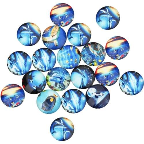 20pcs 12mm Marine Life Glass Cameo Cabochons Jewellery Making, Model Crafts