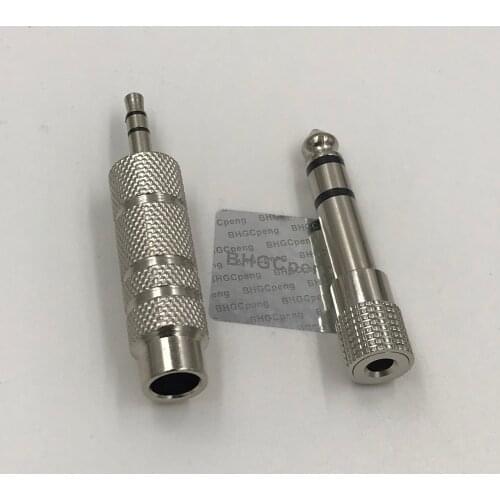 6.35mm Nickle Adapter Pack Stereo Connector Audio Joiner 6.35mm to 3.5mm Converter 1/4 to 1/8 inch 2 Pcs