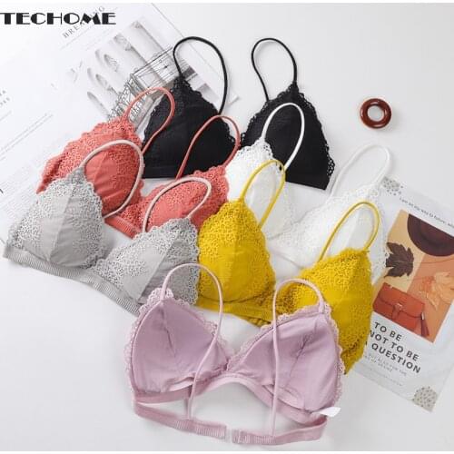 Seamless Bras for Women Wire Free Bralette Triangle Cup Bra Push Up Bra Sexy Lingerie Floral Lace Brassiere Ultra-thin Underwear