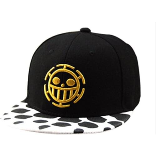 Anime One Piece Trafalgar Law Embroidery Hat Baseball Cap Hip Hop Adjustable Snapback Flat Gift for Men Women Unisex Cosplay