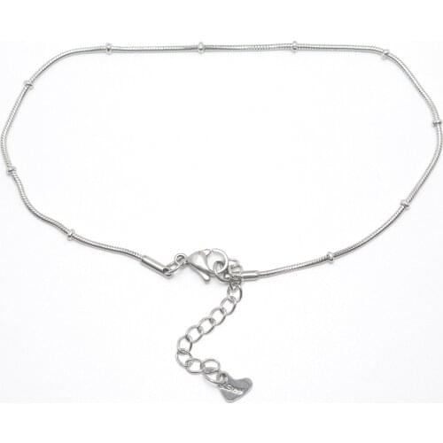 304 Stainless Steel Anklet Silver Color Round For Women Summer Beach Anklet Butterfly Barefoot , 1 Piece