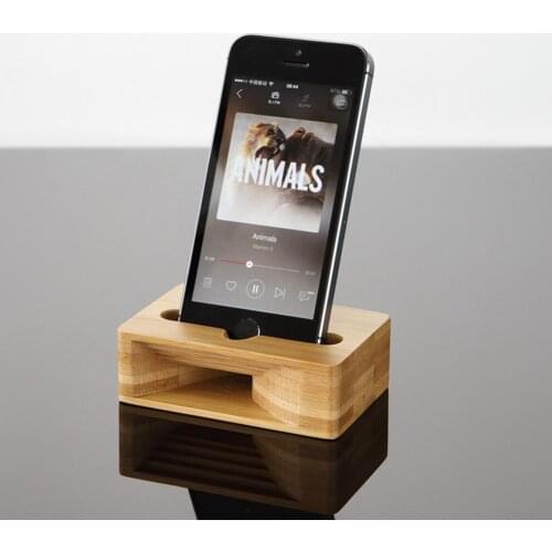 Mobile Phone Holders Wood Bamboo Phone Stand Holder Bracket with Sound Amplifier for Android iPhone Mobile Phone Accessories