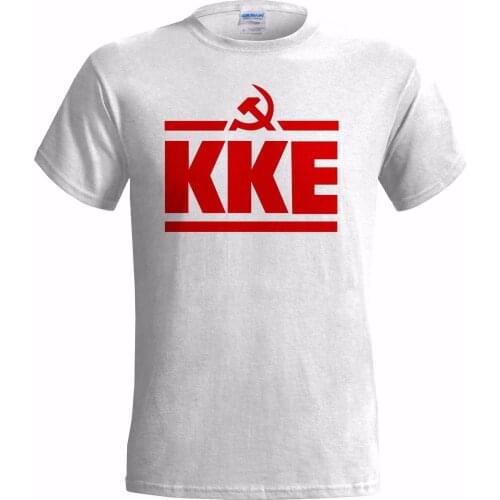 Men T Shirt 100% Cotton Print Shirts KKE LOGO MENS T SHIRT COMMUNIST GREECE GREEK PARTY COMMUNISM FREEDOM ANARCHY Tee Shirt