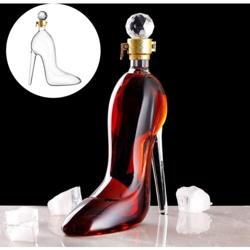 350ML High Heels Shape Decanter Luxurious Crystal Red Wine Brandy Champagne Glasse Decanter Bottle Home Bar Drinking Bottle