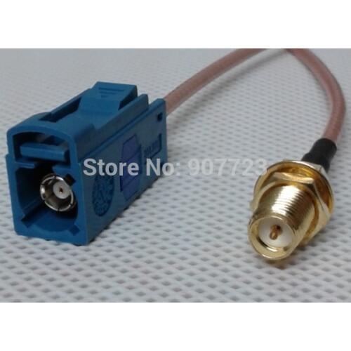 Fakra SMB "Z" 5021 Female Jack To RP-SMA Female 8" 20CM RG316 Pigtail Cable Green