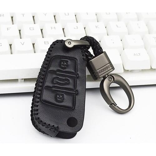 Leather car key case cover for audi a3 8p 8v a4 b7 b8 b5 b9 a1 a5 q7 q5 a6 4f c6 c5 c7 c4 tt q3 s3 a7 a8 c4 tt 8n shell covers