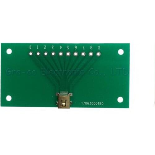 2pcs MINI USB 8PIN female socket connector with PCB board mini 8p usb Test board