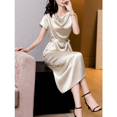 Fashion Triacetic Acid Satin Dress Very Soft New Summer WomenS Sexy Clothing MIA-2266