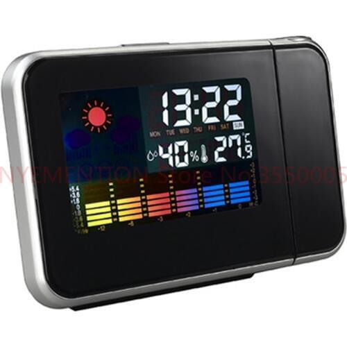 Fashion Hot Attention Projection Digital Weather LCD Snooze Alarm Clock Projector Color Display LED Backlight 50pcs