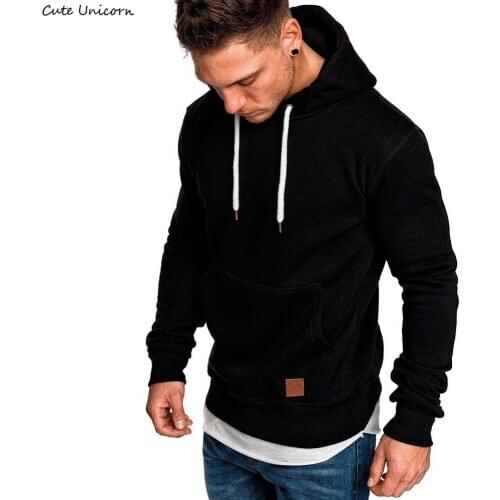 Mens Long Sleeve Hoodies Solid Color Pullover Hooded Sweatshirt Male Sportswear hoodies and sweatshirts Hoody Tracksuit
