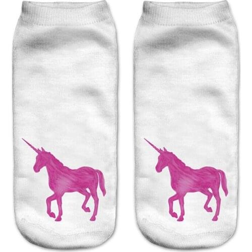 5Pairs/Lot Women Hot 3D Print Socks Dropship Funny Harajuku Horse Unicorn Unisex Fashion Female Casual Short Ankle Chaussettes