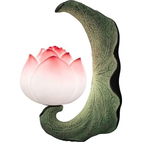 New Chinese lotus resin wall lamps study bedroom background corridor aisle balcony deco bedside stairs leaf wall lights fixtures