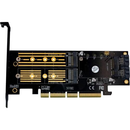 Upgrade Version 3 in 1 Msata and M.2 NGFF NVME SATA SSD to PCI-E 4X and SATA3 Adapter with Heatsink