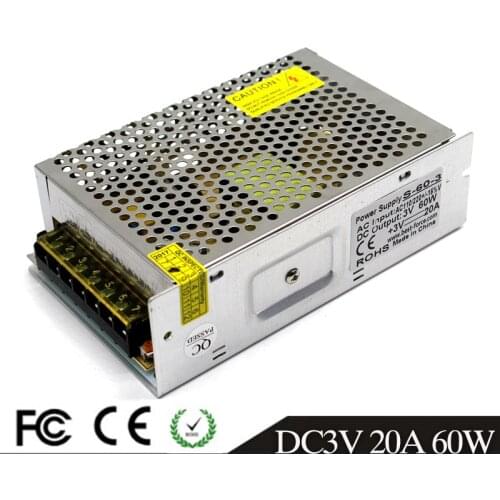 Single Output 60W 20A 3V DC power supply Switch Transformers AC110V 220V TO DC3V SMPS for Led Light Stepper CNC 3D Printer CCTV