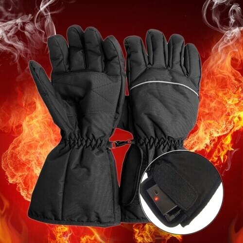 Black Waterproof Heated Gloves Full Finger Battery Powered Glove Motorcycle Hunting Winter Warmer for Outdoor Skiing Cycling