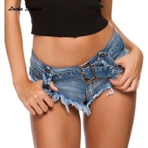 High waist Sexy Womens denim shorts 2021 Summer denim cotton Splicing waist belt Tassels Ladies Skinny Sexy super short jeans