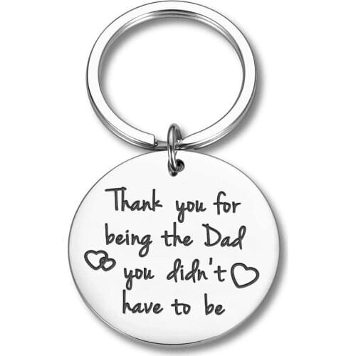 Fathers Day Gifts for Step Dad Keychain Step Daddy Papa Wedding Gifts Father Bride Groom from Daughter Son Kids Key Ring