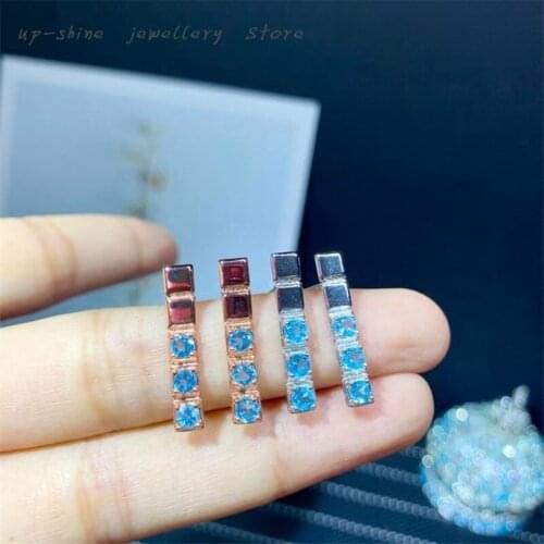 New womens 925 silver inlaid natural apatite earrings, simple design, a gift for girlfriend