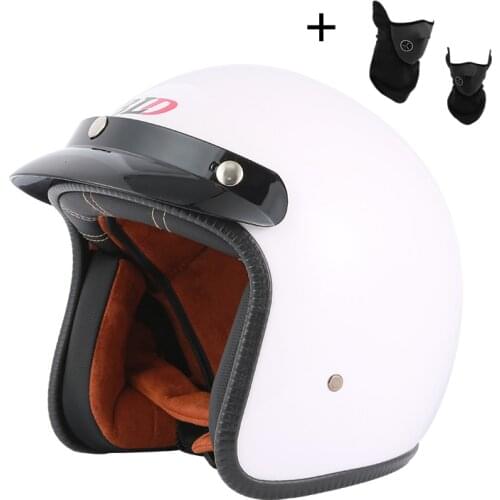 DOT White Open Face Helmet Jet Open Face Retro 3/4 Half Motorcycle Helmet Riding Motocross Racing Motobike Helmet Free Mask