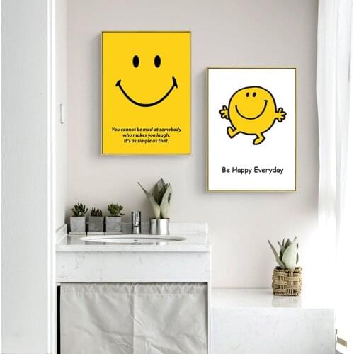 Nordic Modern Minimalist Wall Art Canvas Painting Cute Cartoon Smiley Posters And Prints Childrens Room Home Decoration Picture