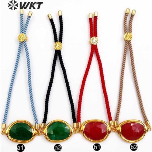 WT-B401 New Arrivals Trendy Oval Shape Bracelet Natural Stone With Matel Electroplated Bracelet In High Quality Can Adjust