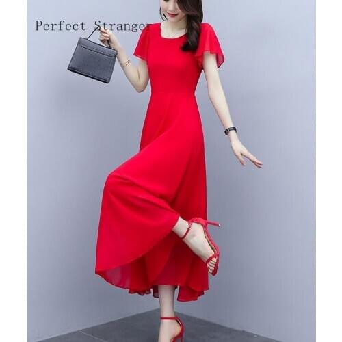 2020 Summer New Arrival Retro French Style O Collar Short Sleeve Women Long Dress