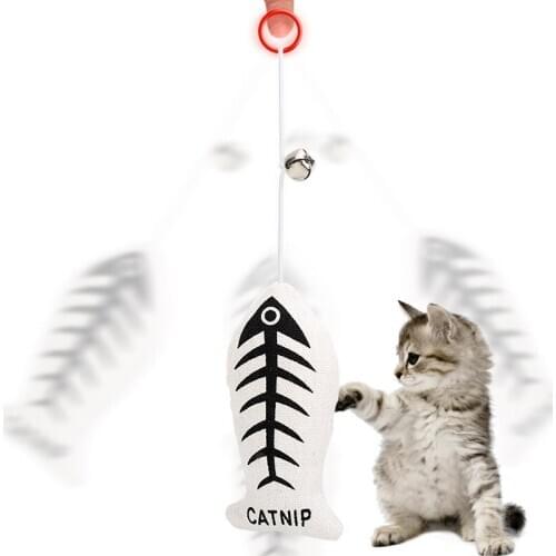1Pcs Teeth Cleaning Toy Pet Supplies Cat Toys Fish Pattern Canvas/Filled Velvet with Bells Interaction Game Funny