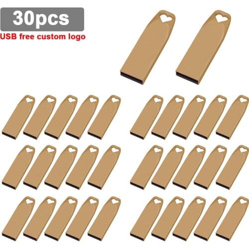 30pcs/lot Metal USB Flash Drive usb2.0 pen drive 32gb pendrive 16gb 8gb 4g memoria usb stick gifts Flash drive customized logo