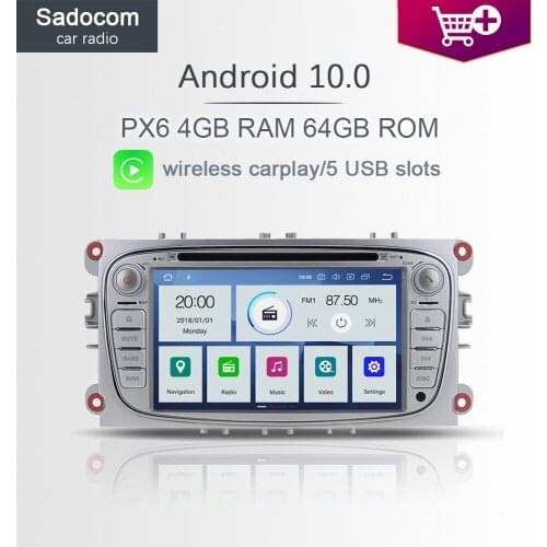 PX6 IPS 2 din Android 10.0 Car DVD Player 6Core 4G RAM 64G ROM autoradio car radio For Ford Focus Mondeo C-MAX S-MAX Galaxy Kuga