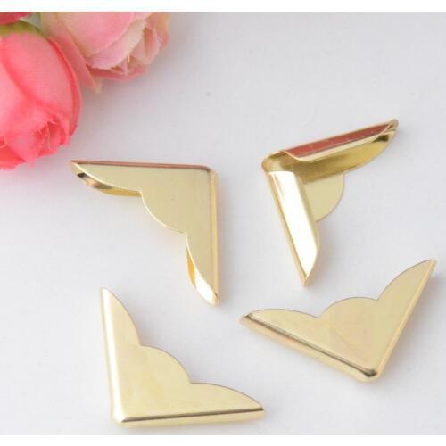 Free Shipping 50 Gold Plated Book Scrapbooking Albums Menus Folders Corner Protectors 32x23mm J2853
